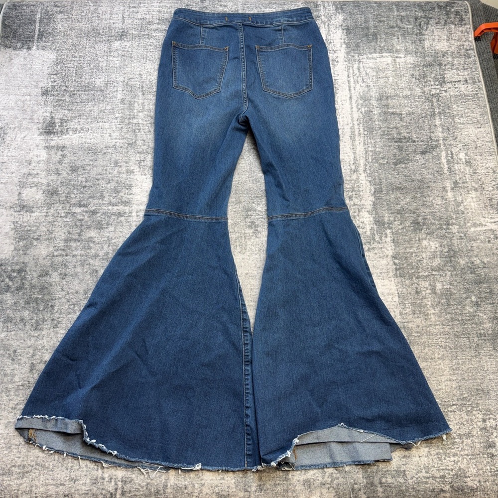 Free People Just Float On Fare Jeans Women 28 Bell Bottom Stretch Festival Retro - Picture 2 of 9